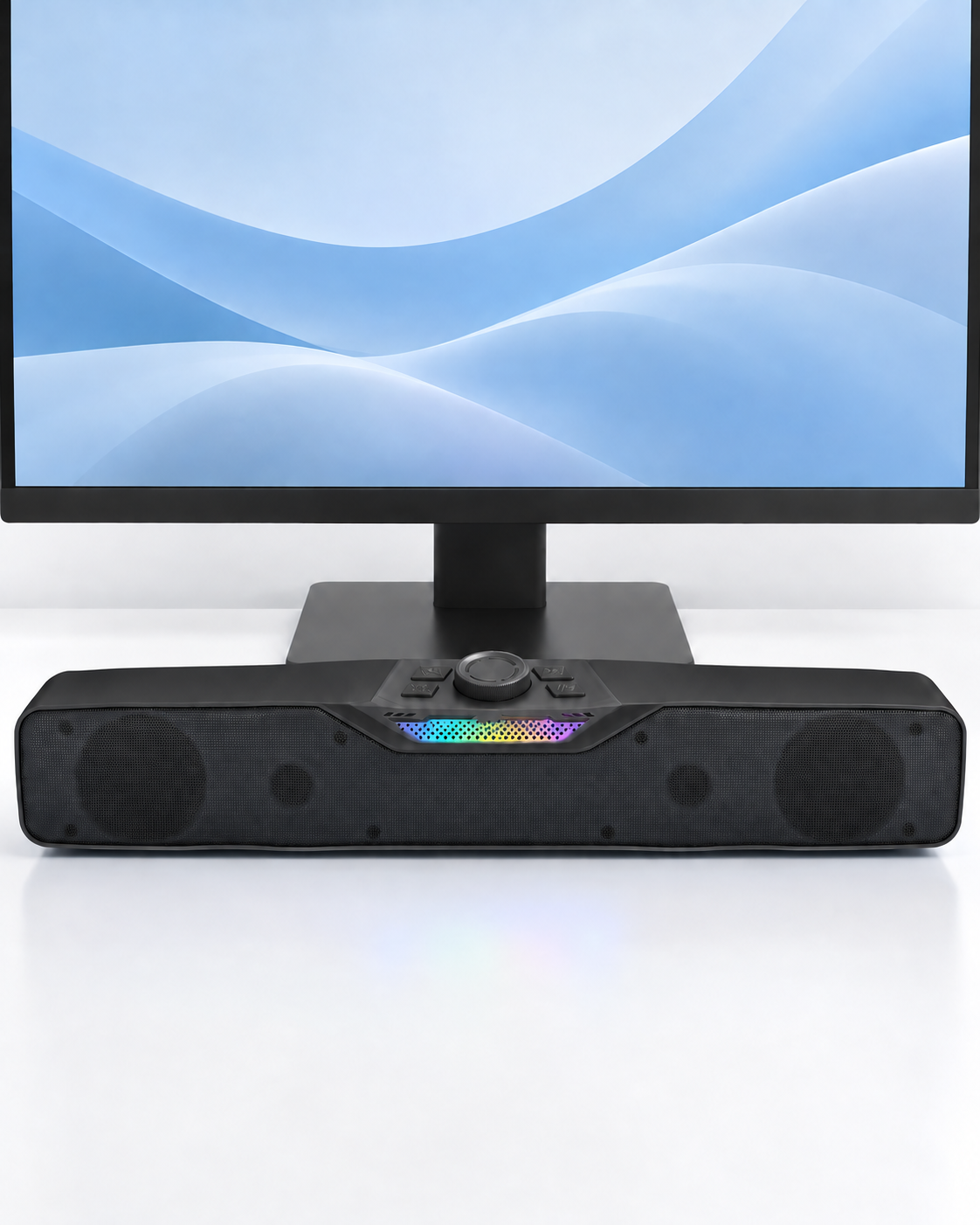 RGB Işıklı Bluetooth 5.4 Masaüstü Soundbar Hoparlör USB Destekli Siyah