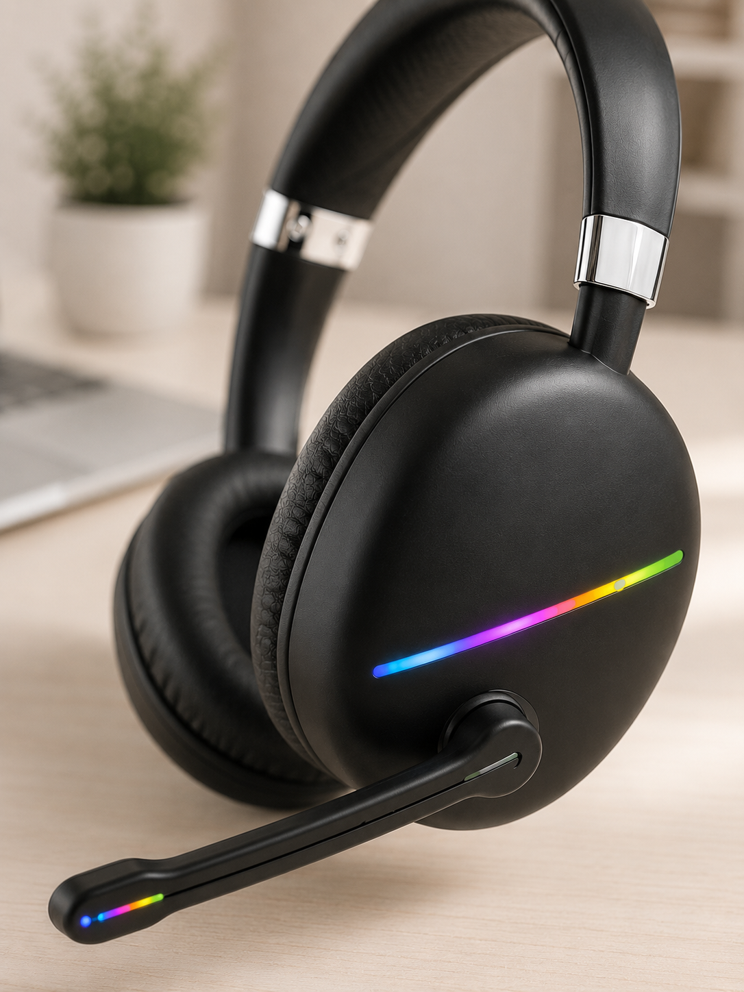 RGB Işıklı Bluetooth Mikrofonlu Kulaklık Uzun Süreli Kullanım Type-C Şarjlı
