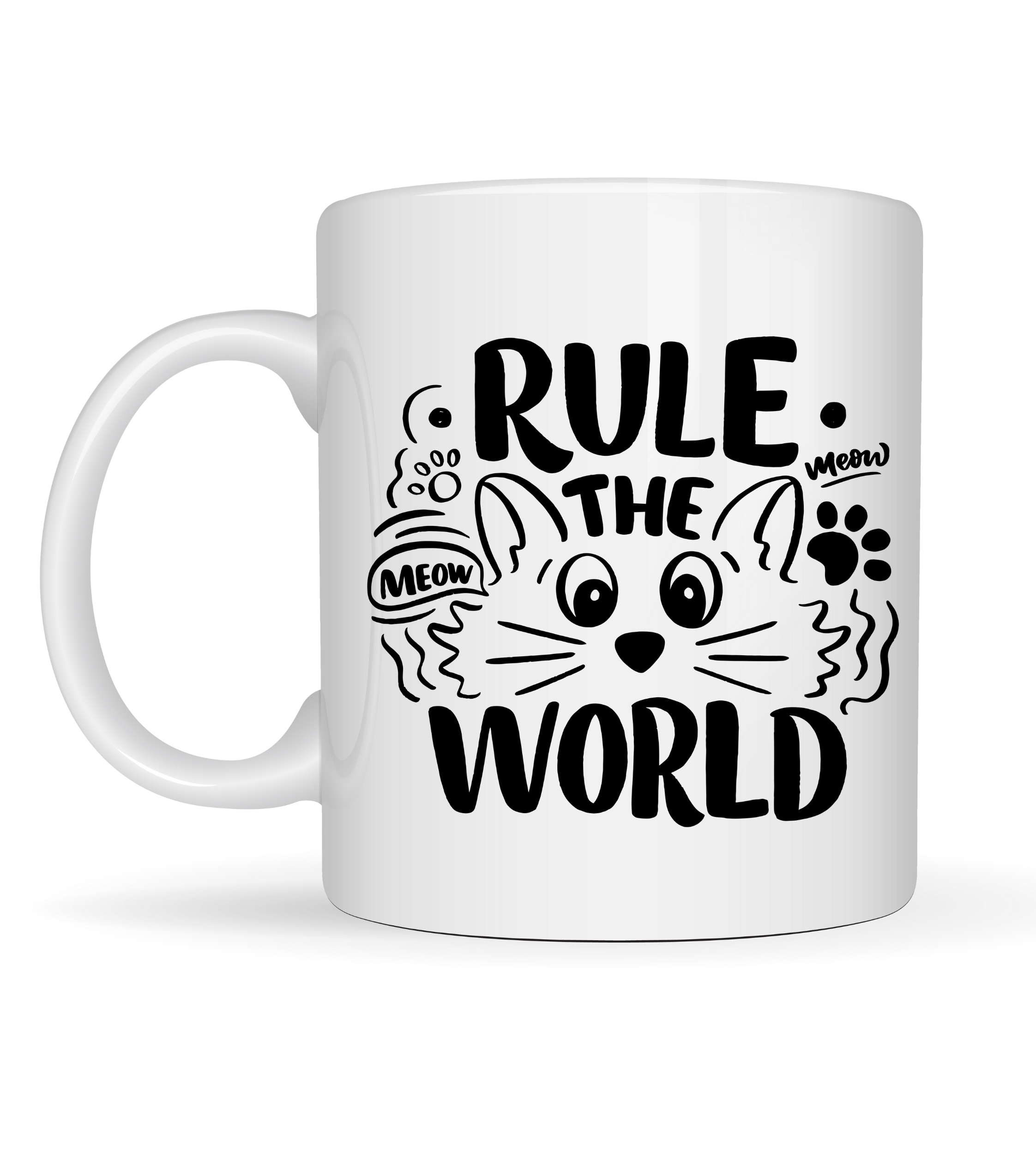 Rule The World Kedi Desenli Porselen Kupa MODEL 61 Sevimli Kedi Figürlü Kahve Kupası