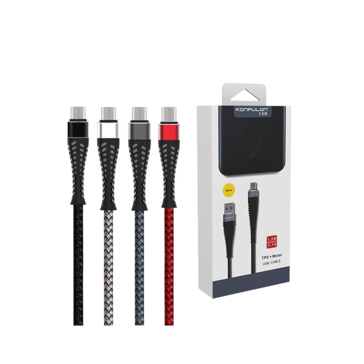 S61 Micro USB Kablo 1.2M 2.1A - Siyah