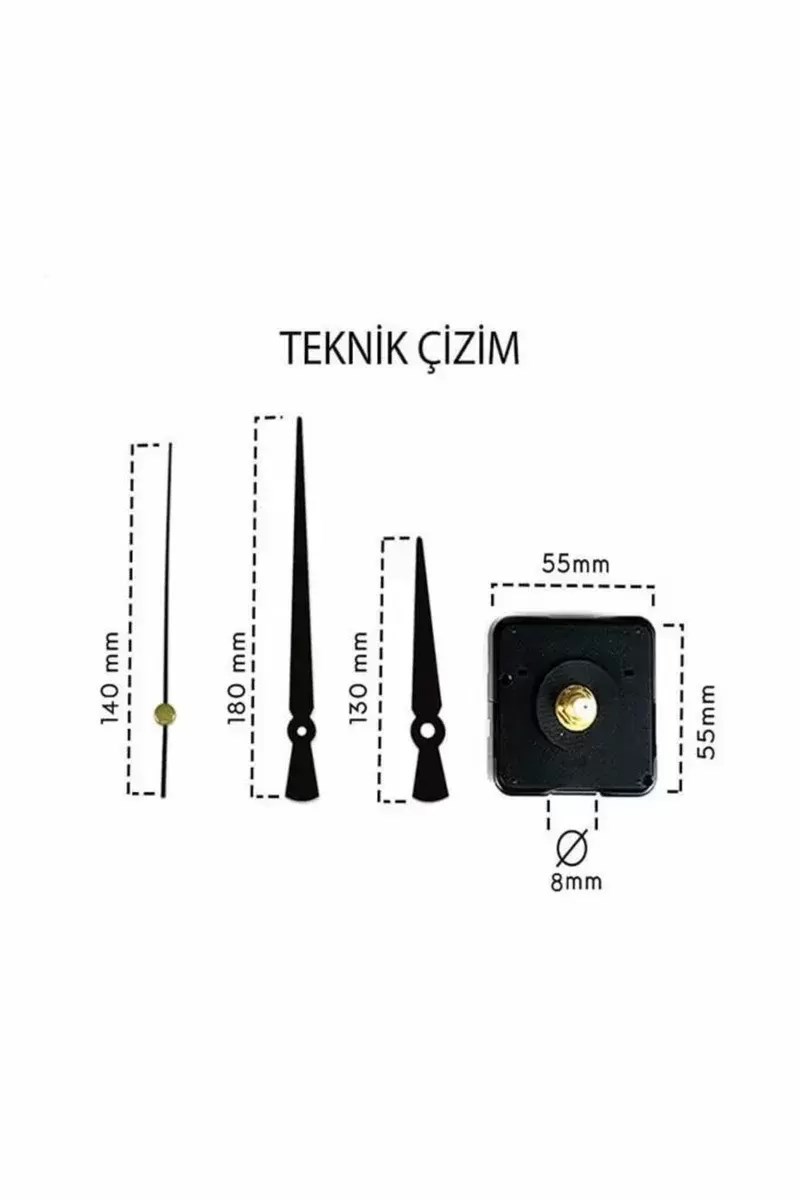 Saat Mekanizması 1. Sınıf Akar Sessiz Askılı 3d Saatlerle Uyumlu Altın Renk Siyah