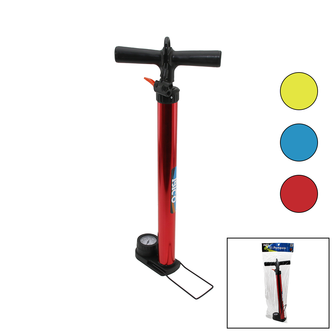Saatli Metal Gövdeli El Pompası 55 cm (Bisiklet, Top, Motor)