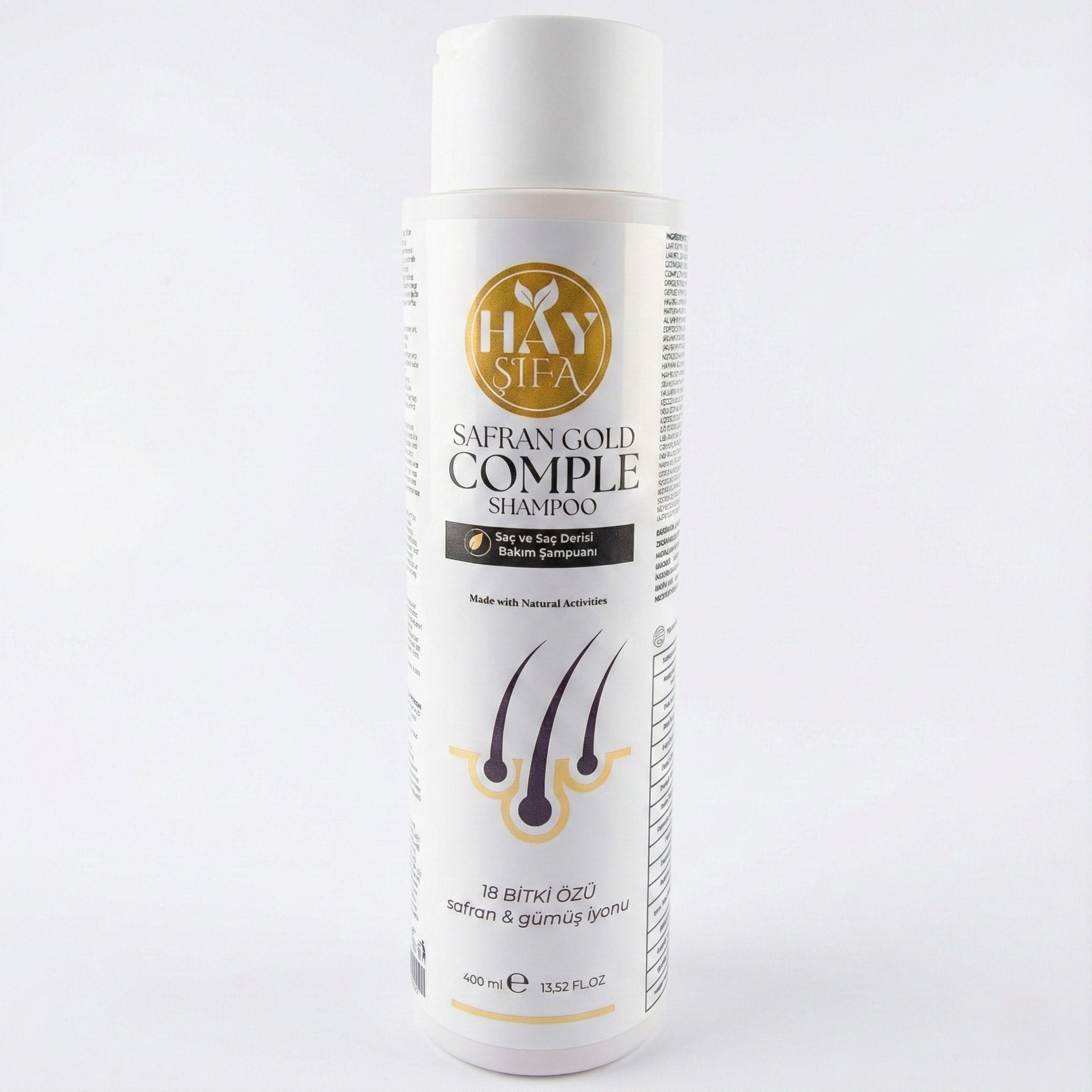 Safran Gold Complete Şampuan 400 ml Safran Özlü Gümüş İyonlu Keratin ve Biotin İçeren Bitkisel Şampuan