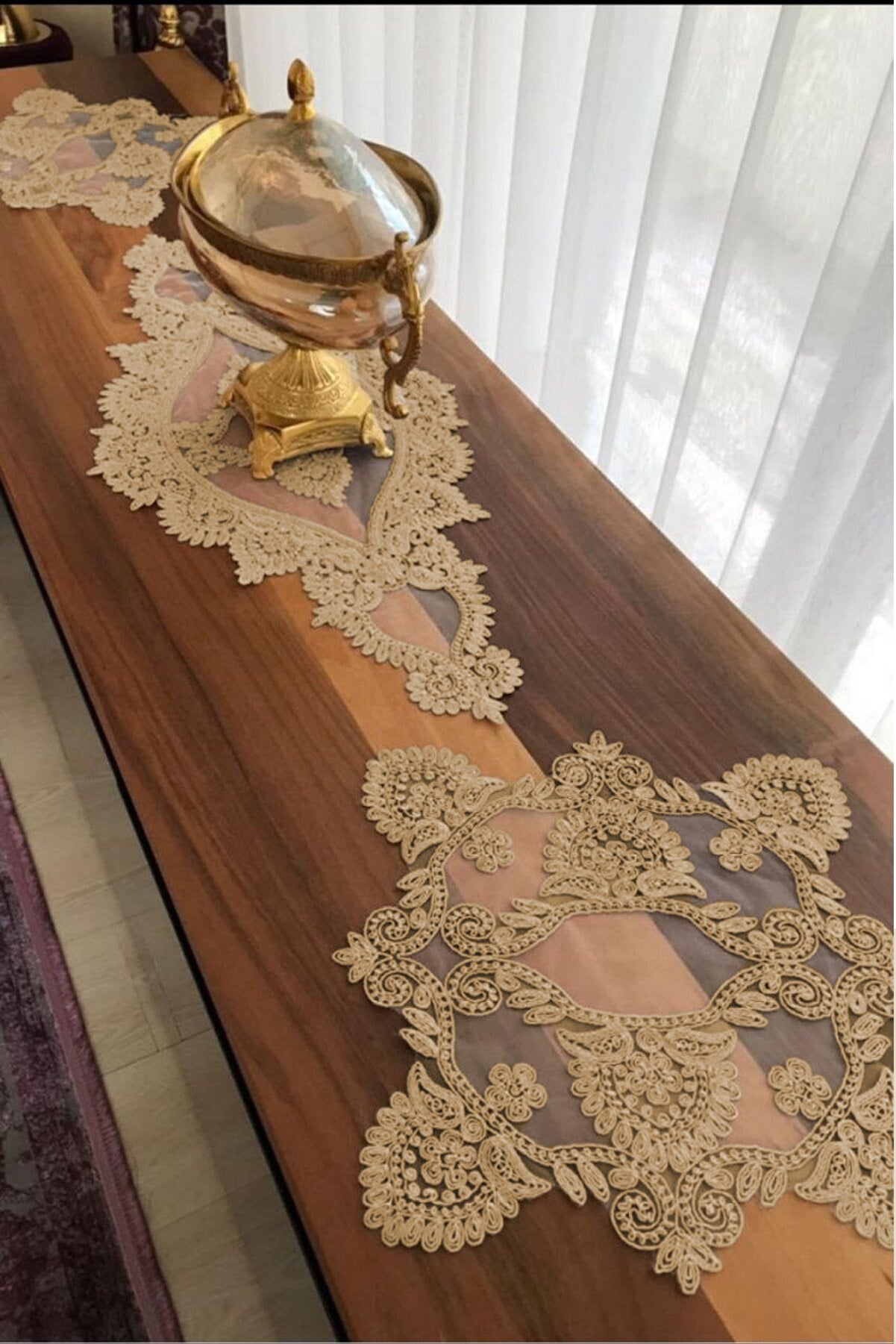 Salon Takımı 3 Parça Yemek Masası Örtüsü Sehpa Örtüsü