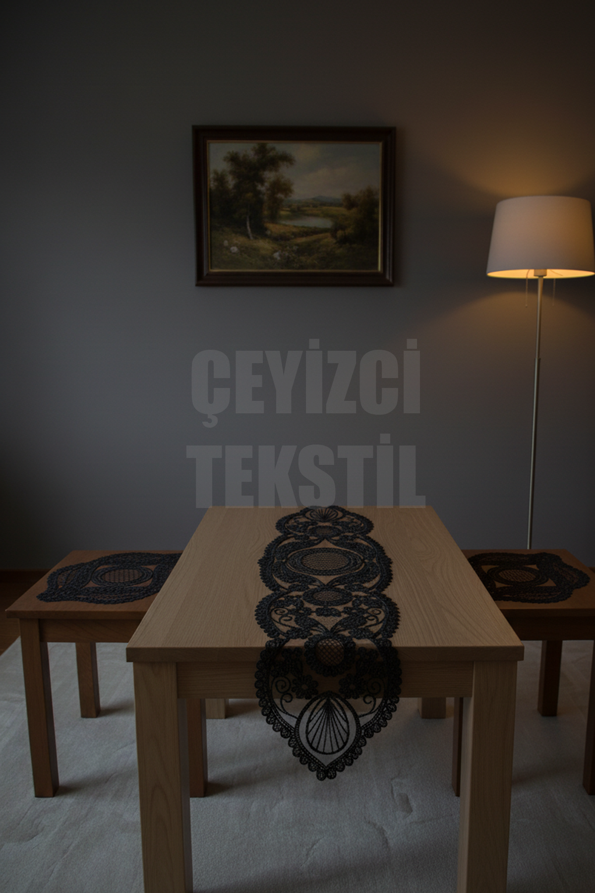 Salon Takımı, Yatak Odası 3 Parça Sehpa Örtüsü, Masa Örtüsü 3 Parça Oda Takımı
