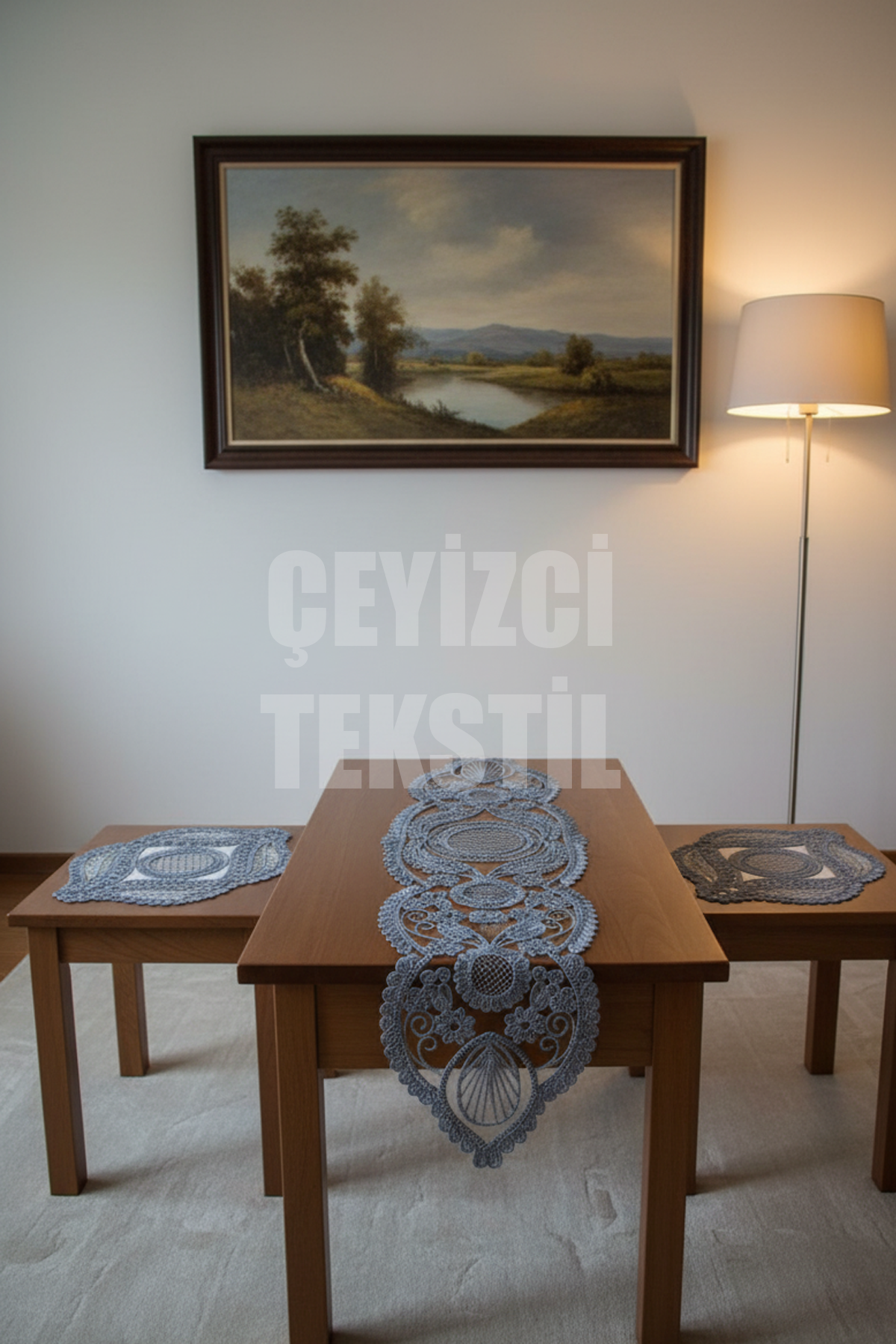 Salon Takımı, Yatak Odası 3 Parça Sehpa Örtüsü, Masa Örtüsü 3 Parça Oda Takımı