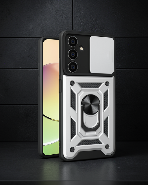 Samsung Galaxy A15 4g Kılıf Pars Lens Yüzüklü Silikon - Gümüş