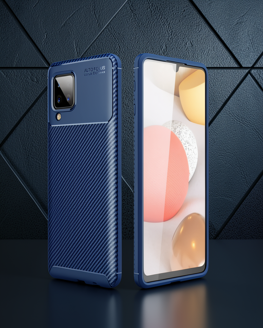 Samsung Galaxy A22 Kılıf Auto Focus Karbon Kapak - Lacivert