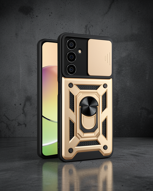 Samsung Galaxy A25 5g Kılıf Pars Lens Yüzüklü Silikon - Gold