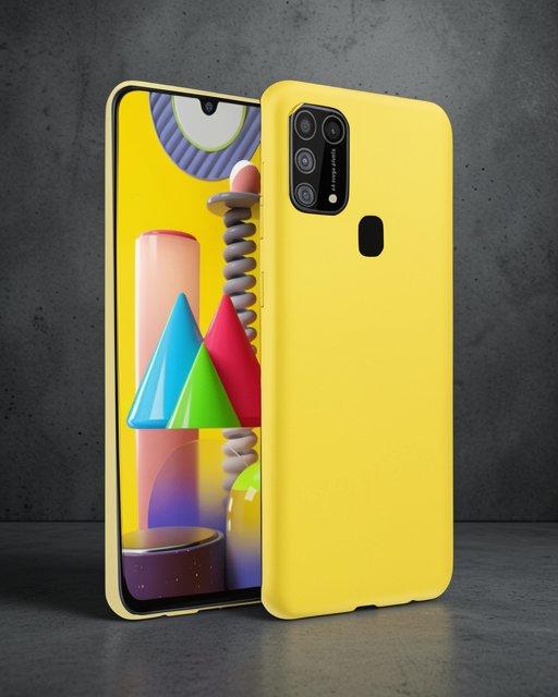 Samsung Galaxy M31 Kılıf Nano İçi Kadife Silikon - Sarı