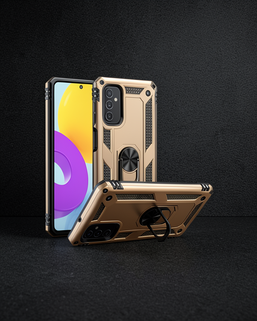 Samsung Galaxy M52 5g Kılıf Sofya Yüzüklü Silikon Kapak - Gold