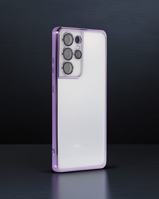 Samsung Galaxy S21 Ultra Kılıf Razer Lensli Silikon - Mor