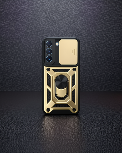 Samsung Galaxy S24 Kılıf Pars Lens Yüzüklü Silikon - Gold