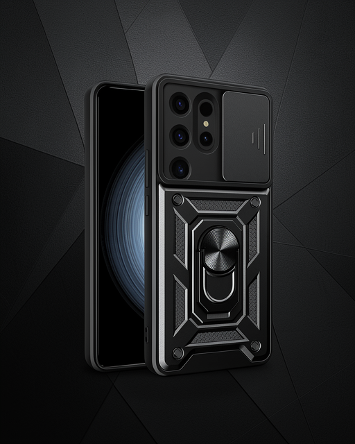 Samsung Galaxy S24 Ultra Kılıf Pars Lens Yüzüklü Silikon - Siyah