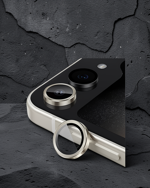 Samsung Galaxy Z Flip 5 Valdez Metal Kamera Lens - Krem