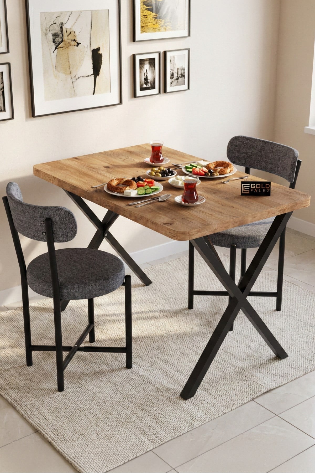 Sandalye 1 Adet Keten Kumaş Metal Ayak Modern Mutfak Sandalyesi Cafe Balkon Ofis Teddy 9816 Gri
