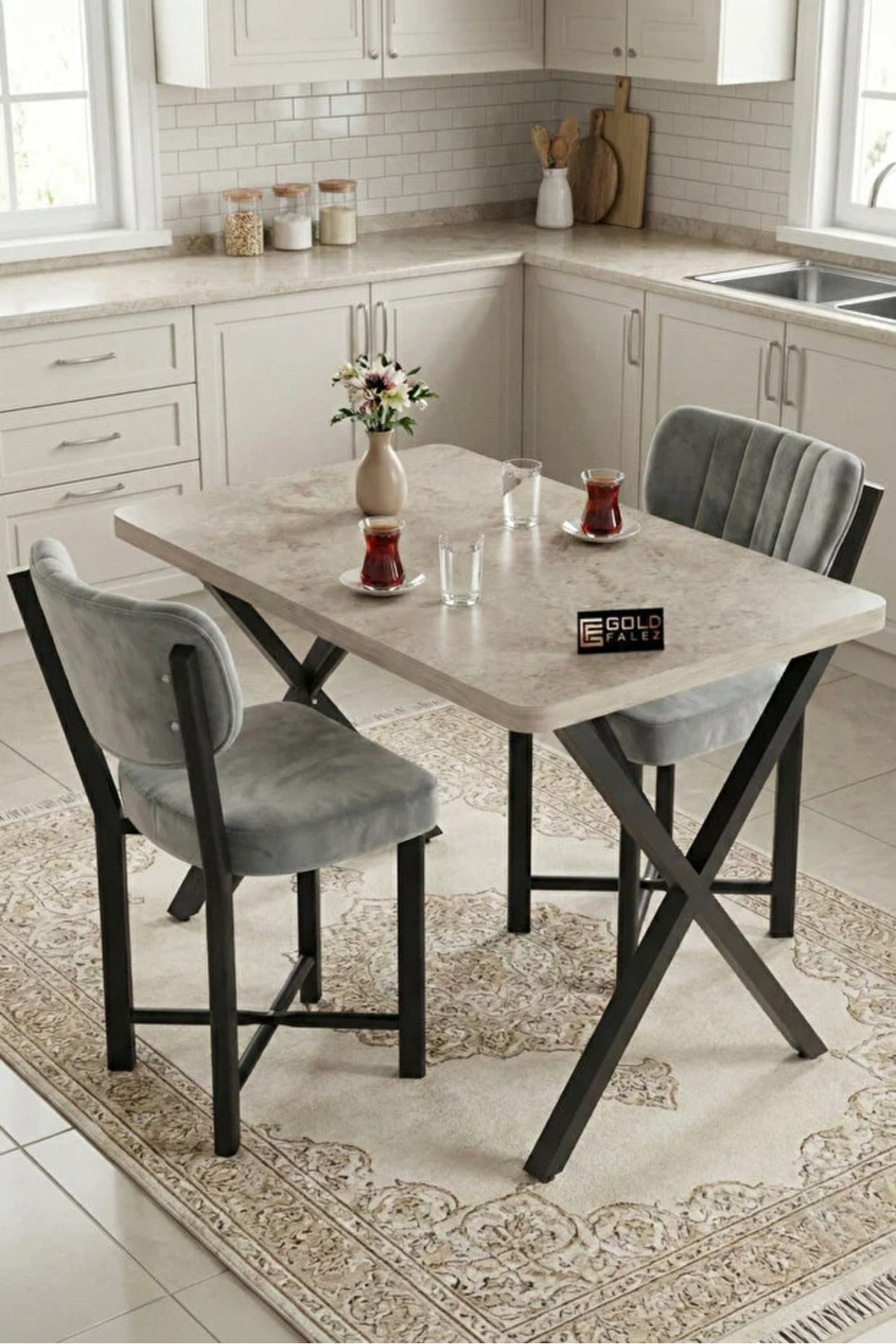 Sandalye 4 Adet Baby Face Kumaş Metal Ayak Modern Mutfak Sandalyesi Cafe Balkon Ofis Elma