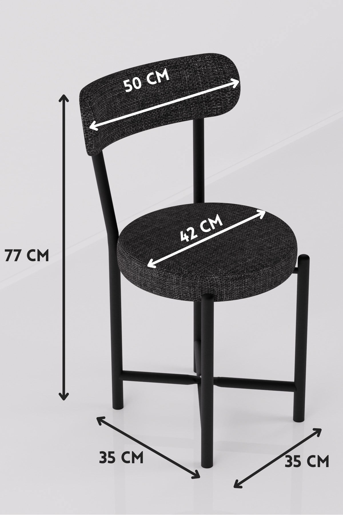 Sandalye 4 Adet Keten Kumaş Metal Ayak Modern Mutfak Sandalyesi Cafe Balkon Ofis Teddy 9809 Antrasit