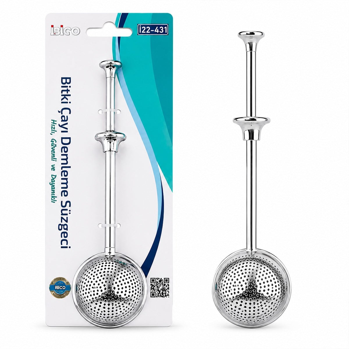 Saplı Paslanmaz Çelik Bitki Çay Demleme Süzgeç (Çap 5 cm)