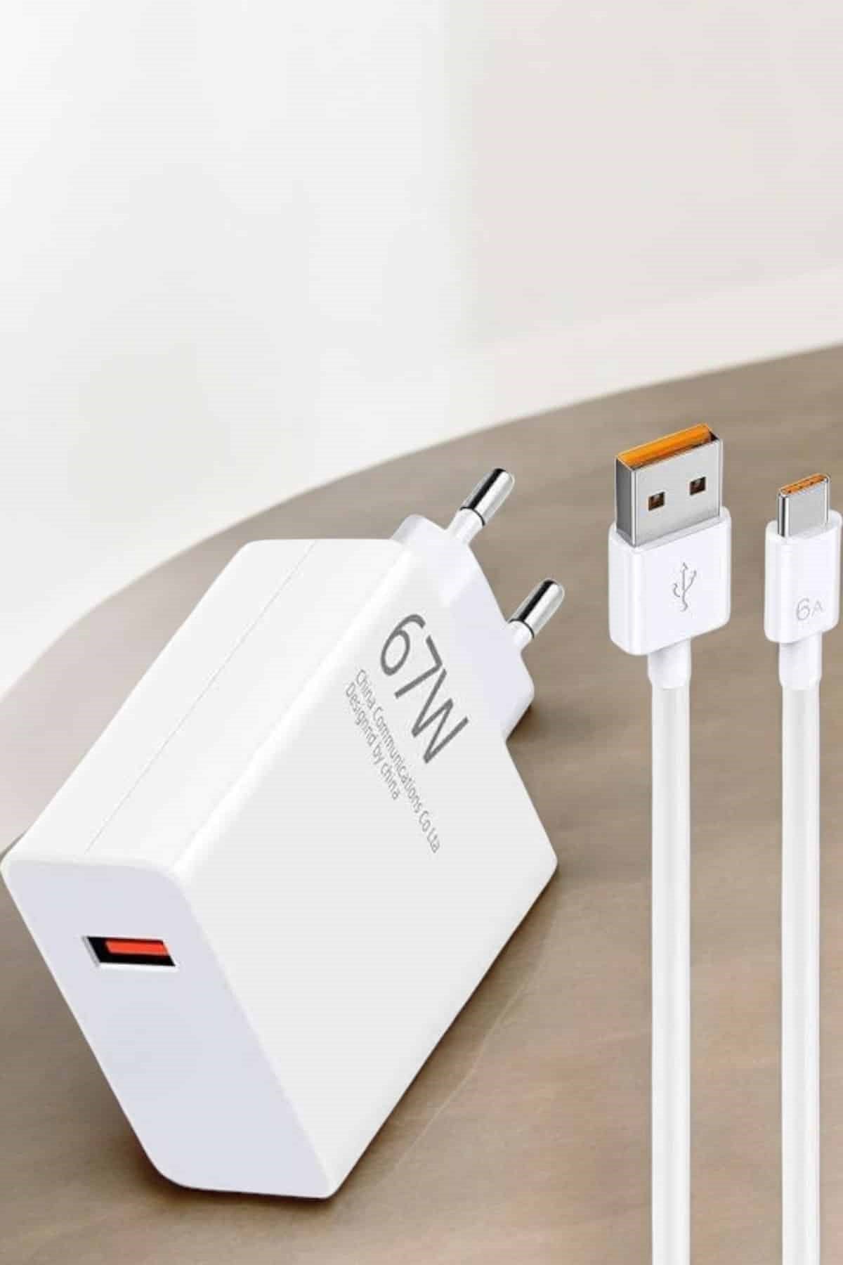 Şarj Aleti 67W Hızlı Şarj Turbo Type-C Uyumlu Şarj Adaptörü Kablosu
