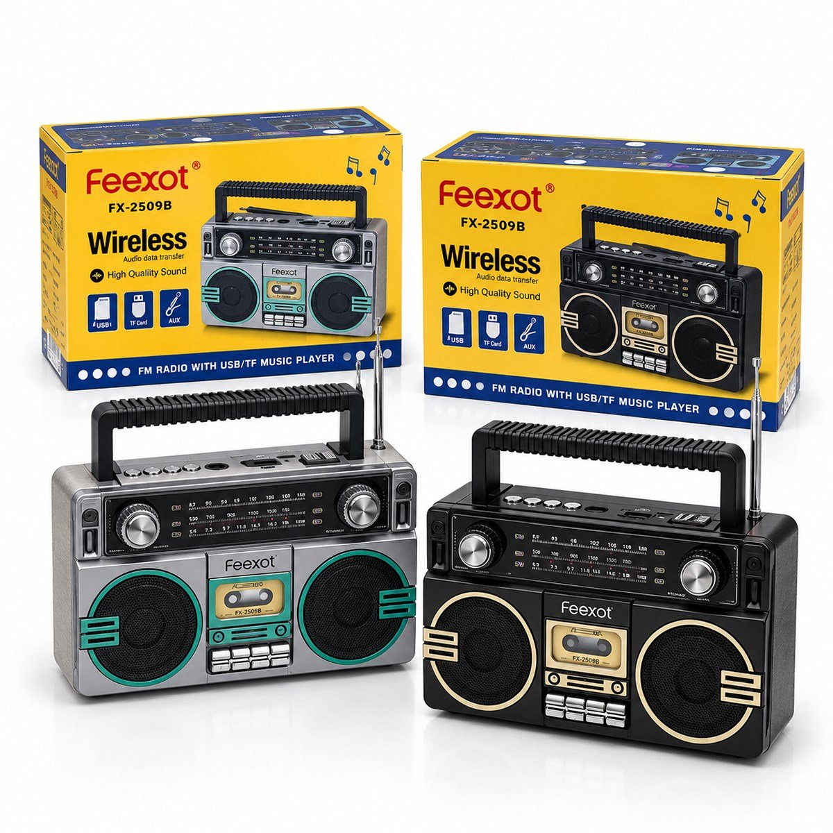 Şarjlı Bluetooth Hoparlör - FM Radyo, USB/TF MP3 Çalar, İbreli