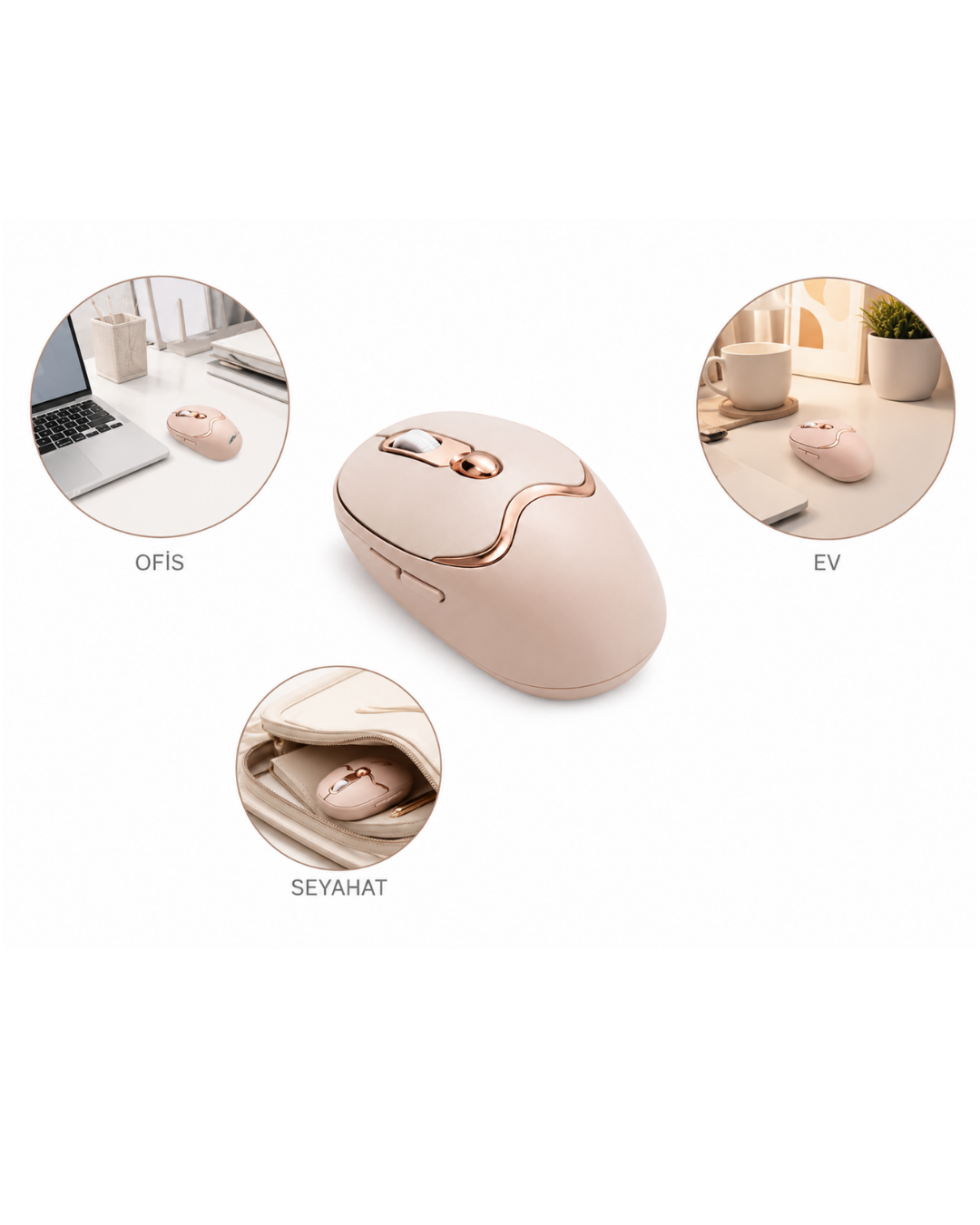 Şarjlı Kablosuz Mouse Sessiz Tıklama Bluetooth ve USB Destekli