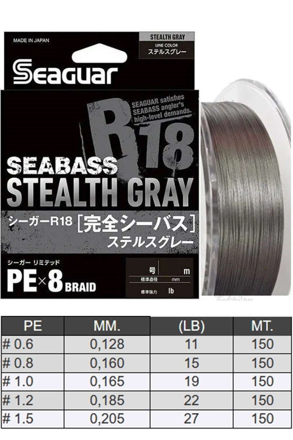 Seaguar Seabass Stealth Gray 8X 150m Gri Pe - 0.205MM