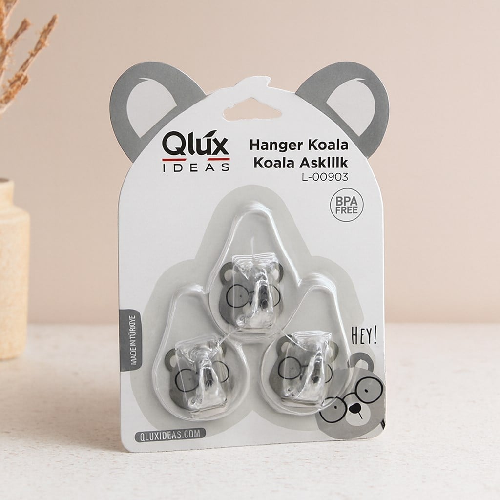 Şeffaf Yapışkanlı Askı 3lü (Koala Tip)