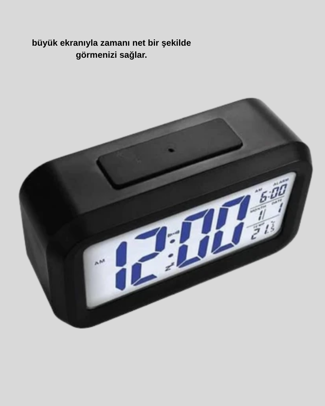 Sensörlü Dijital Masa Saati Alarm ve Sıcaklık Göstergeli