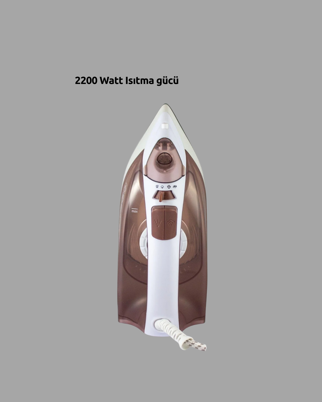 Seramik Tabanlı Buharlı Ütü 2200W Dikey Ütüleme 300ml Kahverengi