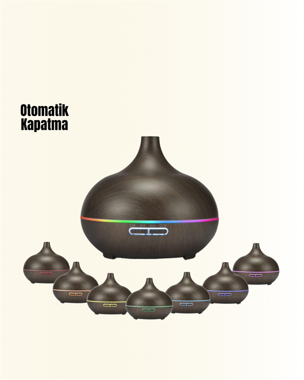 Sessiz Çalışan Aromaterapi Difüzörü – 4 Zaman Ayarlı, 7 Renkli Işık Seçeneği