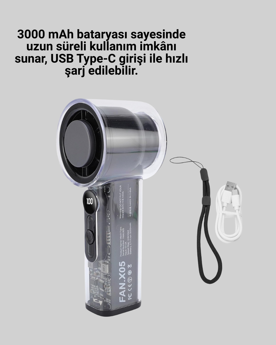 Sessiz Çalışan Taşınabilir Fan | USB Şarjlı ve Kompakt Tasarım