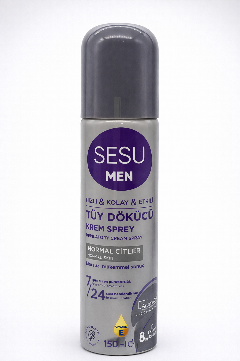 Sesu Men Tüy Dökücü Krem Sprey 150 ml Erkeklere Özel Hızlı Etkili Depilatory Spray Normal Ciltler İçin