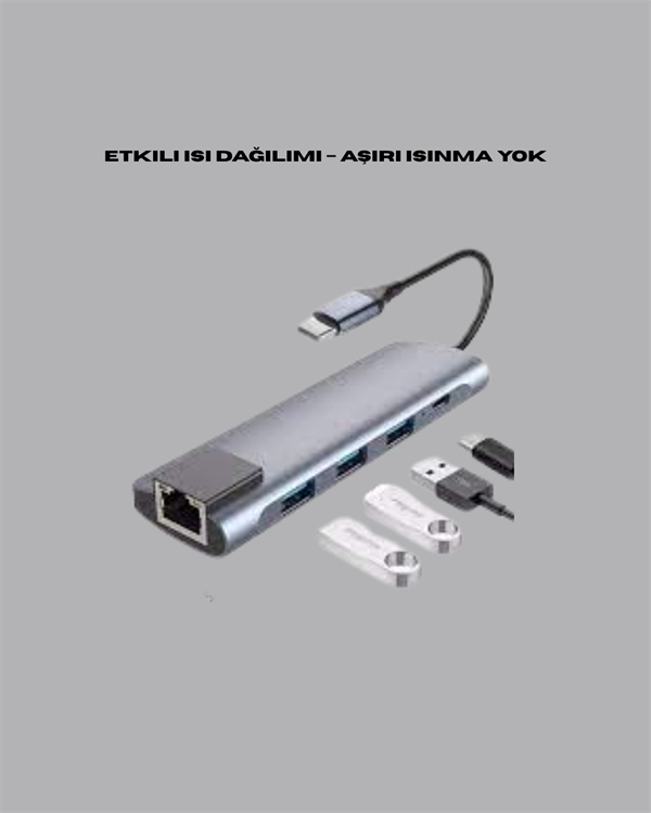 Seyahat Dostu 8‑in‑1 Hub – Şarj & Veri & Video & Ağ için Eksiksiz Çözüm (Kopya)