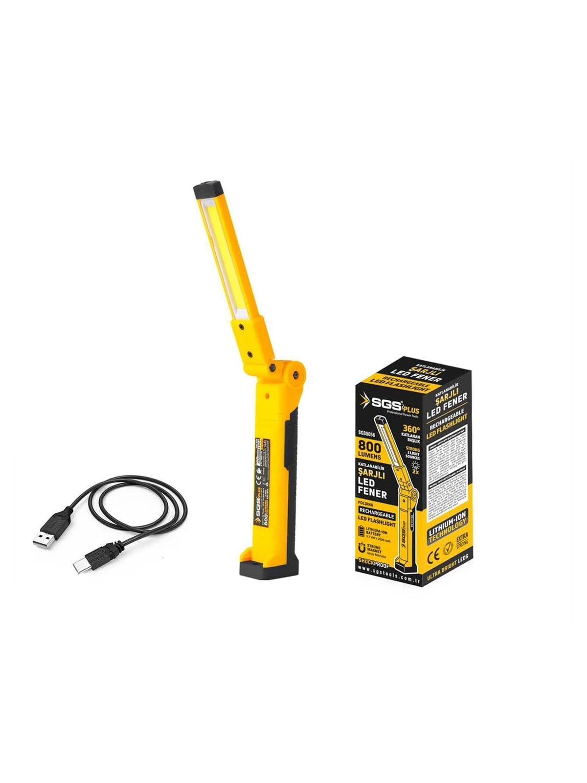 SGS Katlanır Şarjlı LED Fener 800 Lümen 3.7V SGS 5056