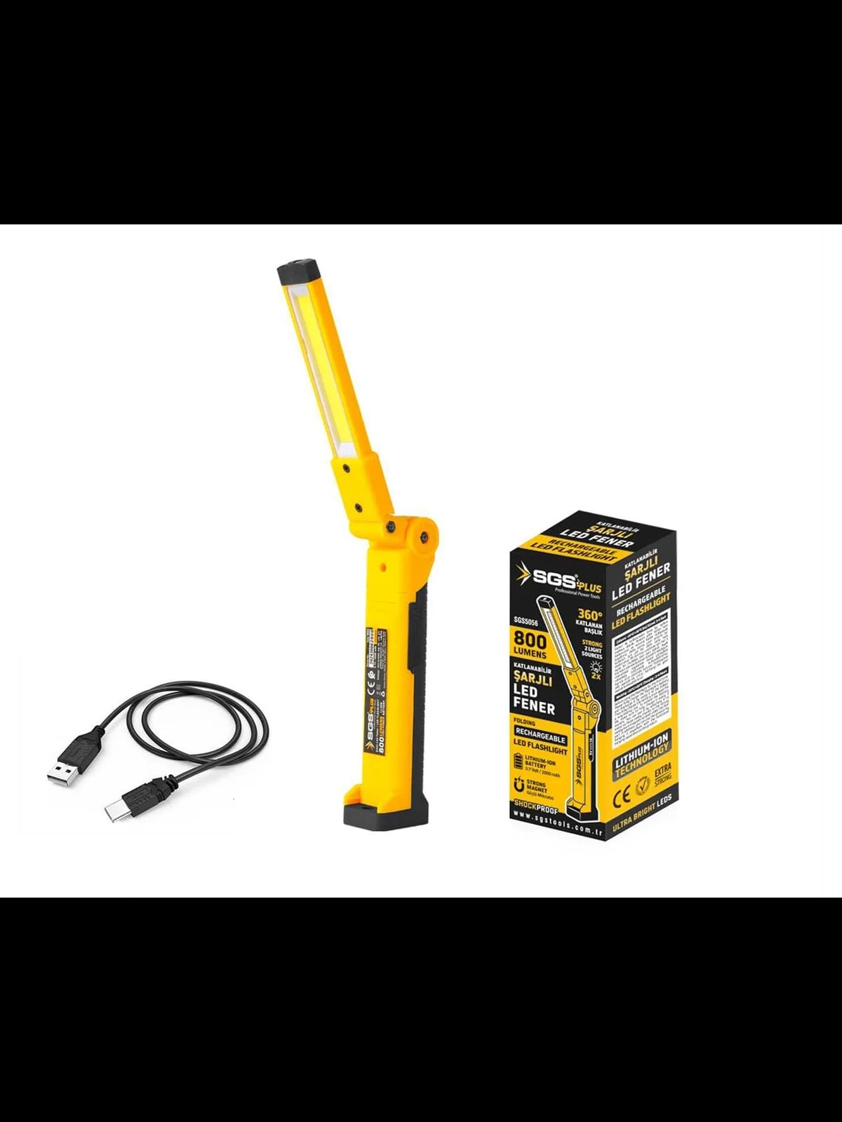 SGS Katlanır Şarjlı LED Fener 800 Lümen 3.7V SGS 5056
