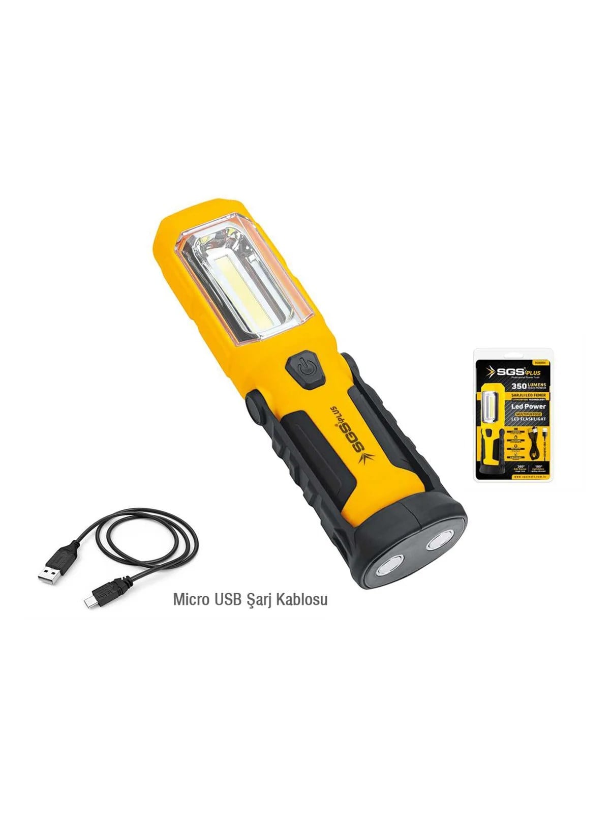 SGS Şarjlı LED Fener 350 Lümen 3.7V SGS 5054