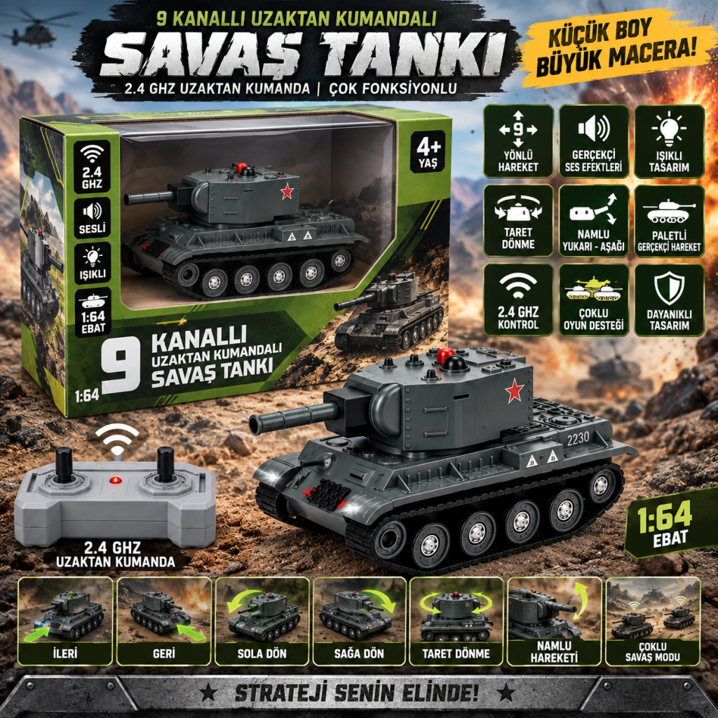 SH59658 2.4 GHZ UZAK.KUM.TANK 9 YÖNLÜ OYUNCAK TANK