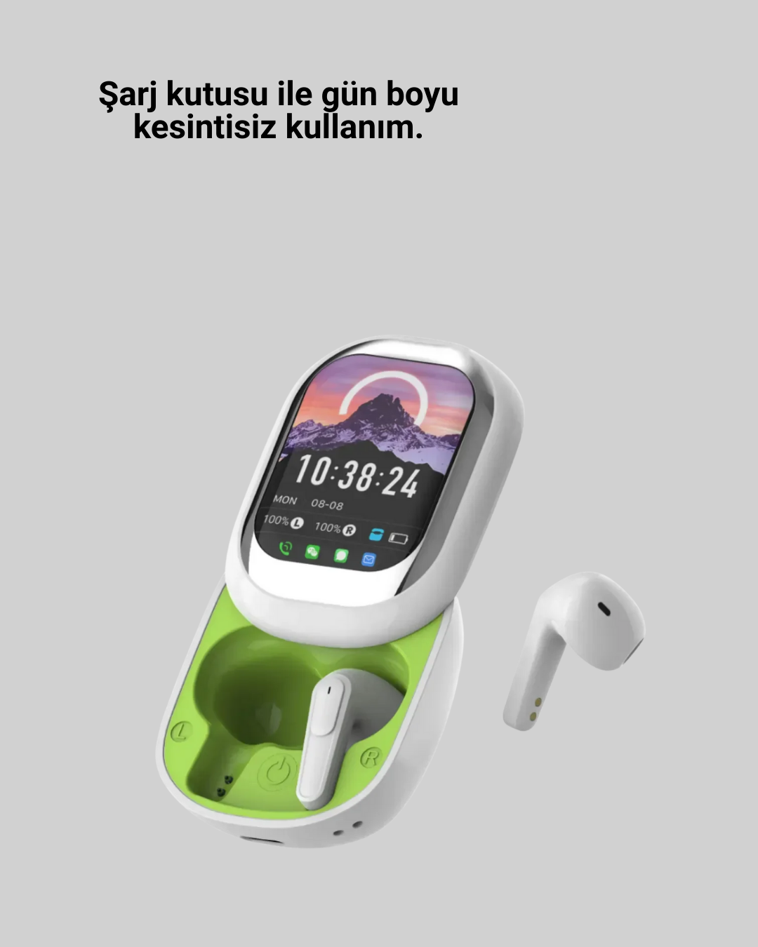 Şık Tasarımlı Siyah Beyaz Kablosuz Kulaklık Çoklu Dil Destekli