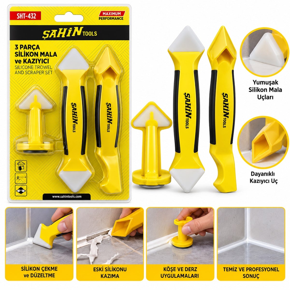 Silikon & Mala & Derz Kazıyıcı Set (3pcs)
