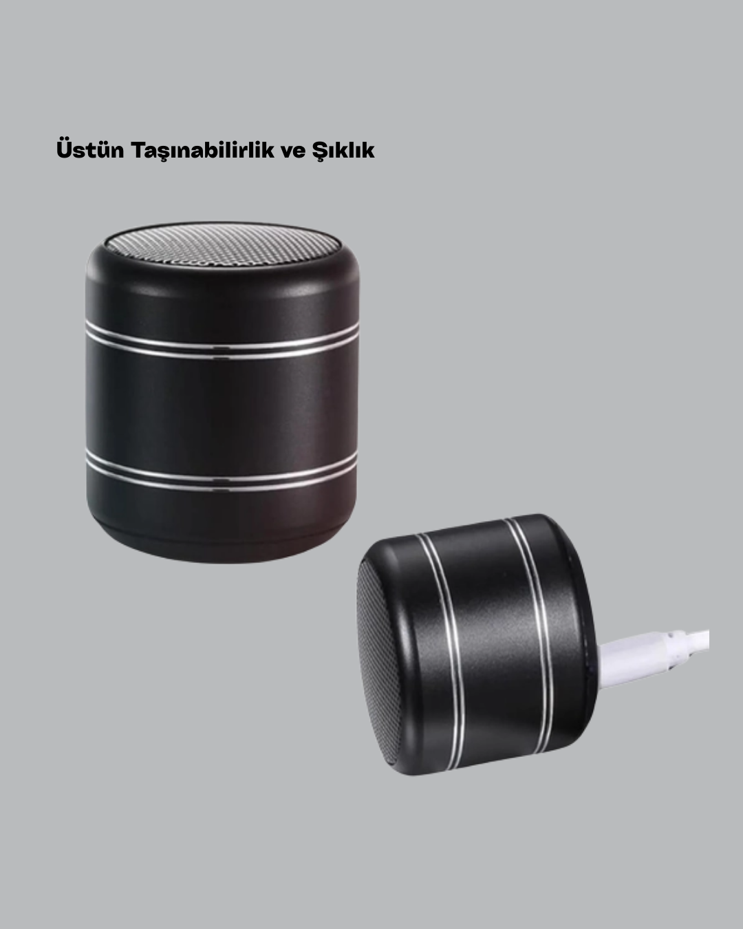 Silindir Tasarım Mini Bluetooth Hoparlör 10m Çekim Güçlü Bas ve Mikrofonlu