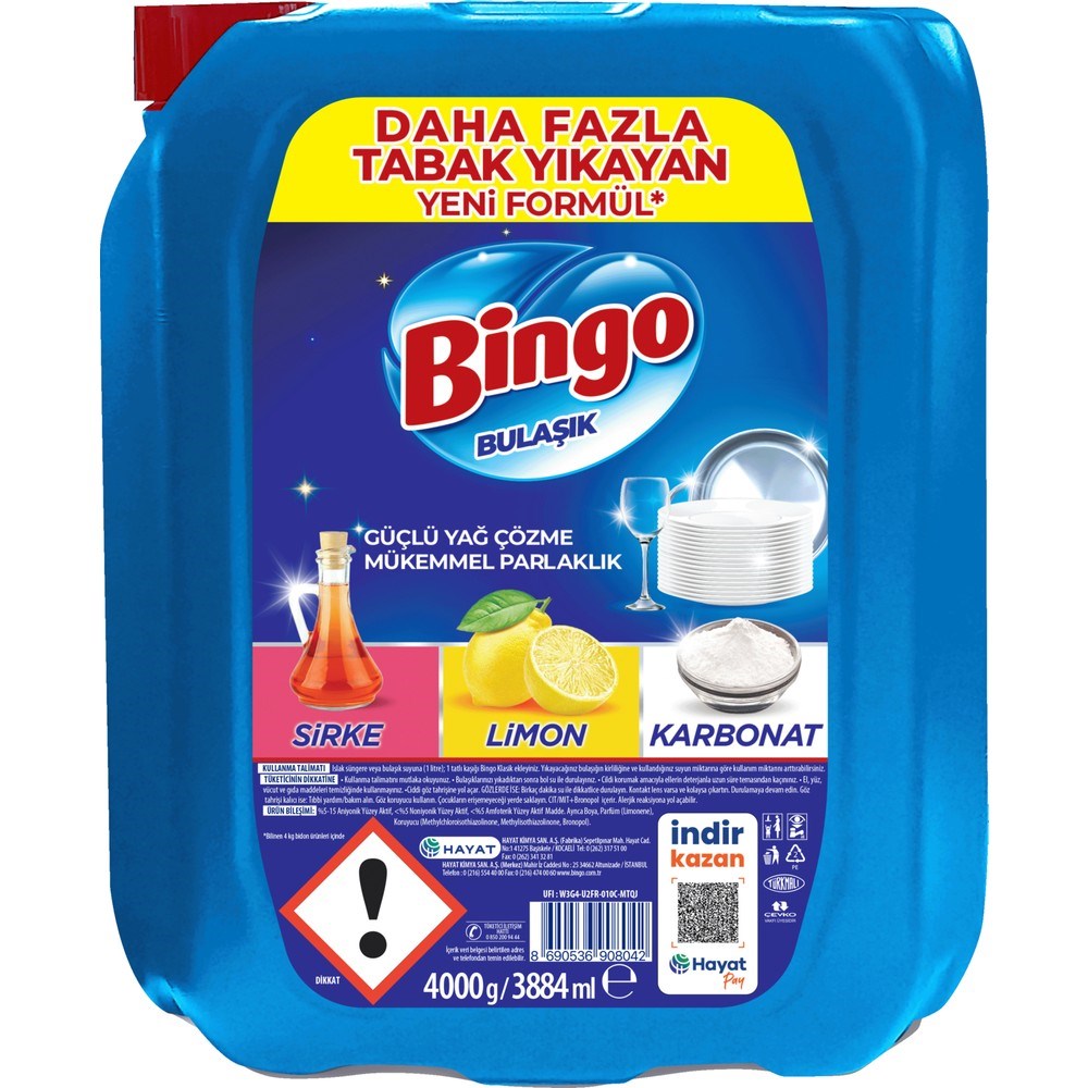 Sıvı Bulaşık Deterjanı Limon Aromalı 4 kg