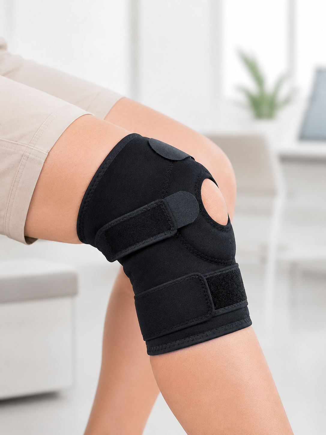 Siyah Ligamentli Dizlik Cırtlı Ayarlanabilir Kısa Diz Destekleyici