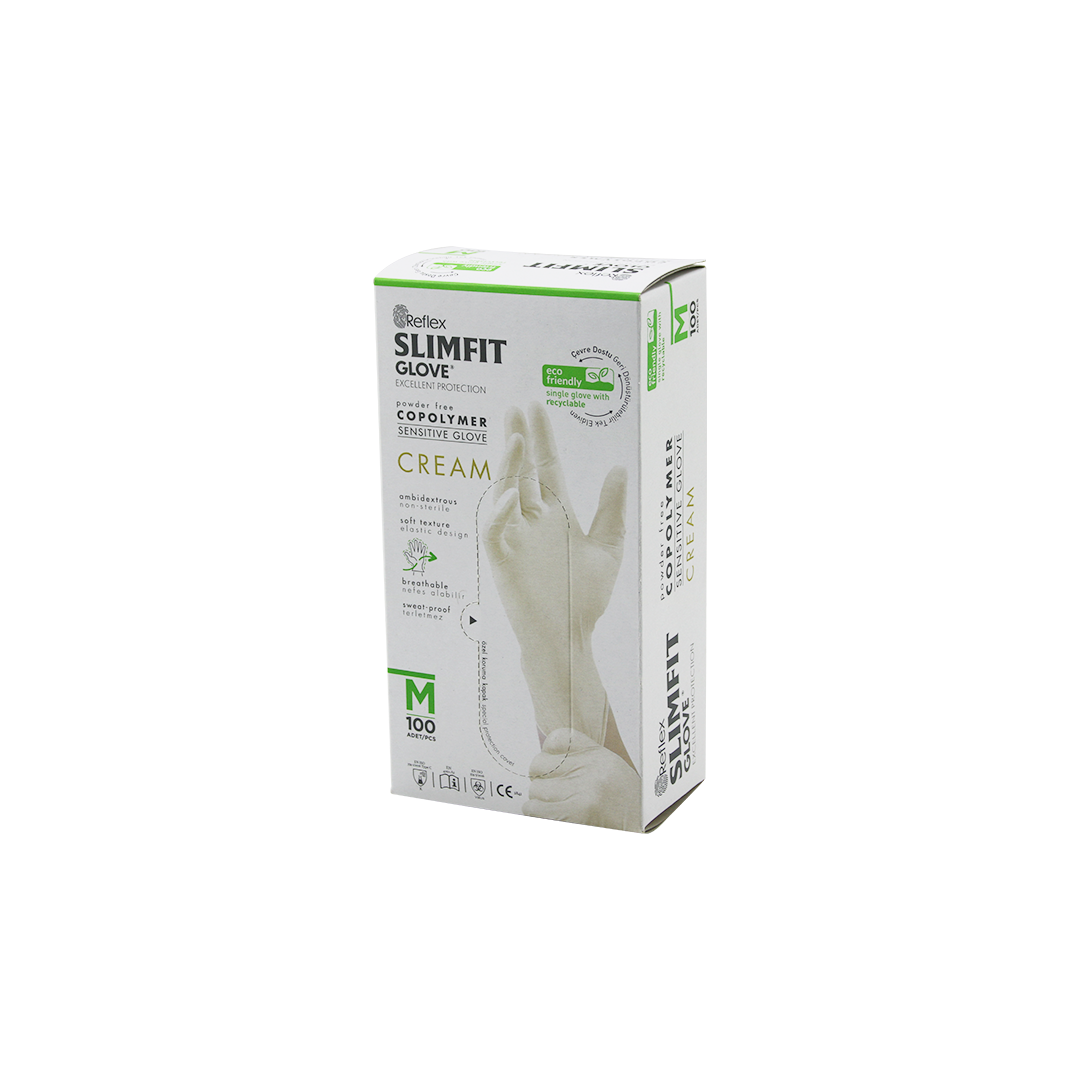 Slimfit Pudrasız Muayene Eldiven M Krem 100lü