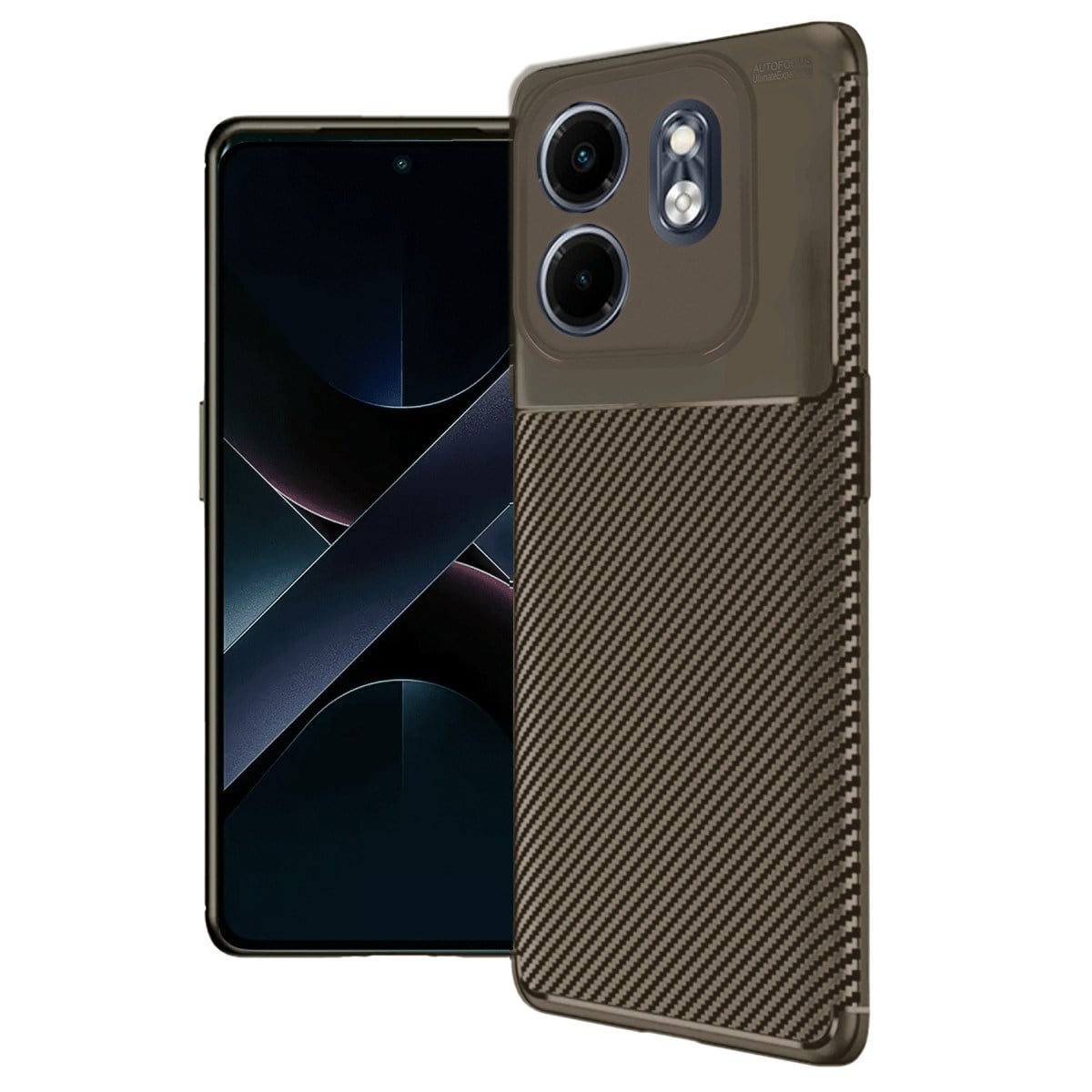 Smart 9 Kılıf Auto Focus Karbon Kapak - Kahverengi