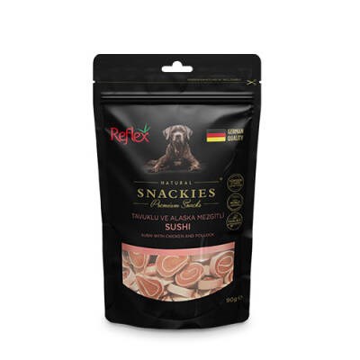 Snackies Natural Tavuklu ve Alaska Mezgitli Sushi Tahılsız Köpek Ödül Maması 90 Gr