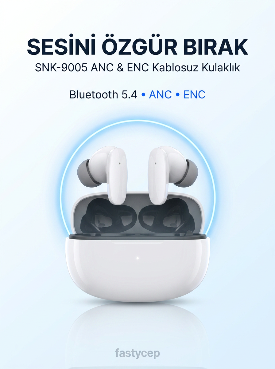 Snk-9005 Beyaz ANC & ENC Kablosuz Bluetooth Kulaklık 5.4 Kulak İçi Kulaklık