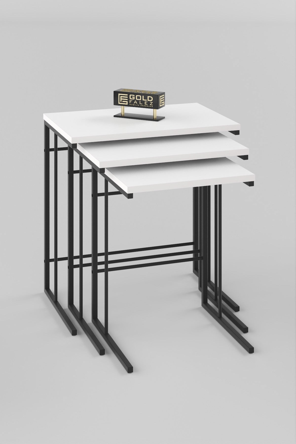 Solo Zigon Sehpa Beyaz 3'lü