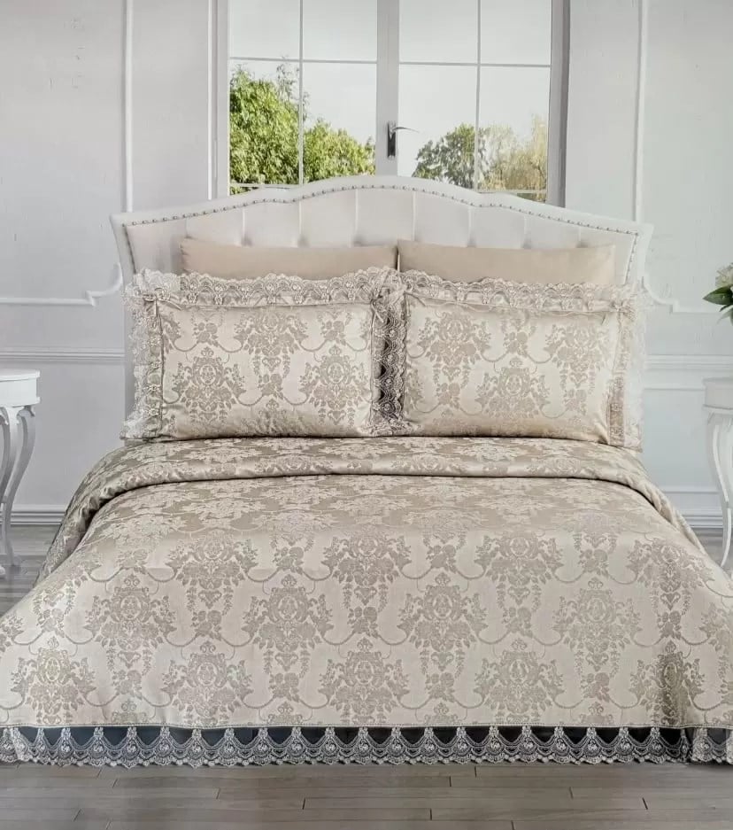 Şönil 3 Parça Çift Kişilik 255x265 cm Lüx Yatak Örtüsü Seti Çeyizlik Yatak Takımı