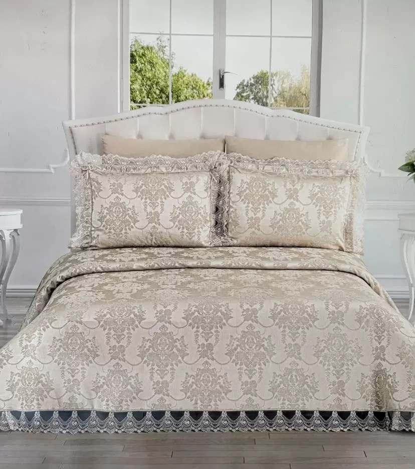 Şönil 3 Parça Çift Kişilik 255x265 cm Lüx Yatak Örtüsü Seti Çeyizlik Yatak Takımı